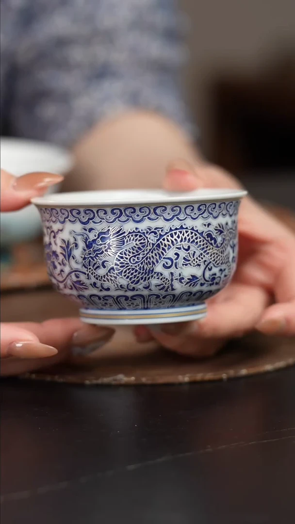 【闪购商品】杯四景堂青花描银