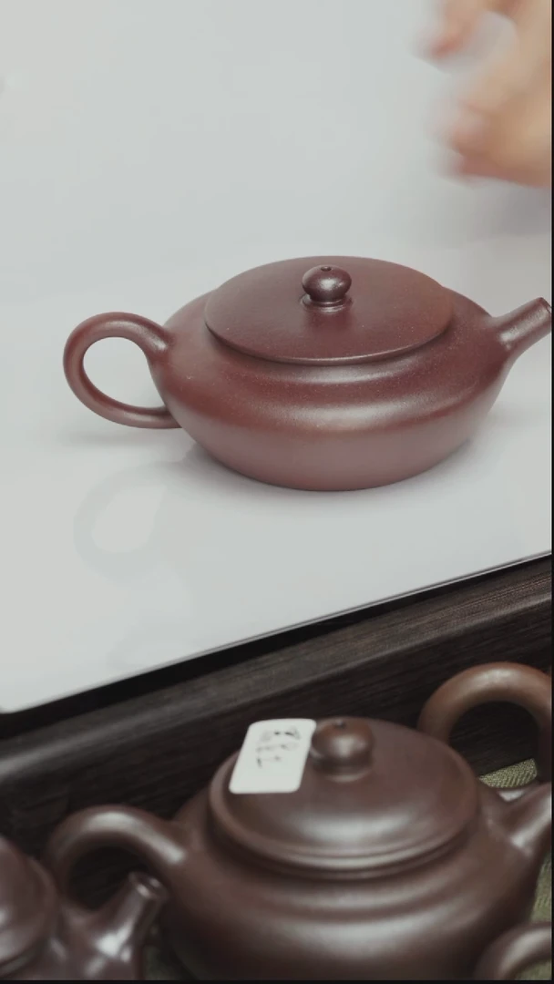 茶壶紫砂清水泥柴烧-扁晨-130cc-半手
