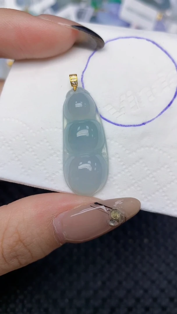 颈饰18K金镶嵌翡翠天然缅甸翡翠a货百元以上9元证书费自理