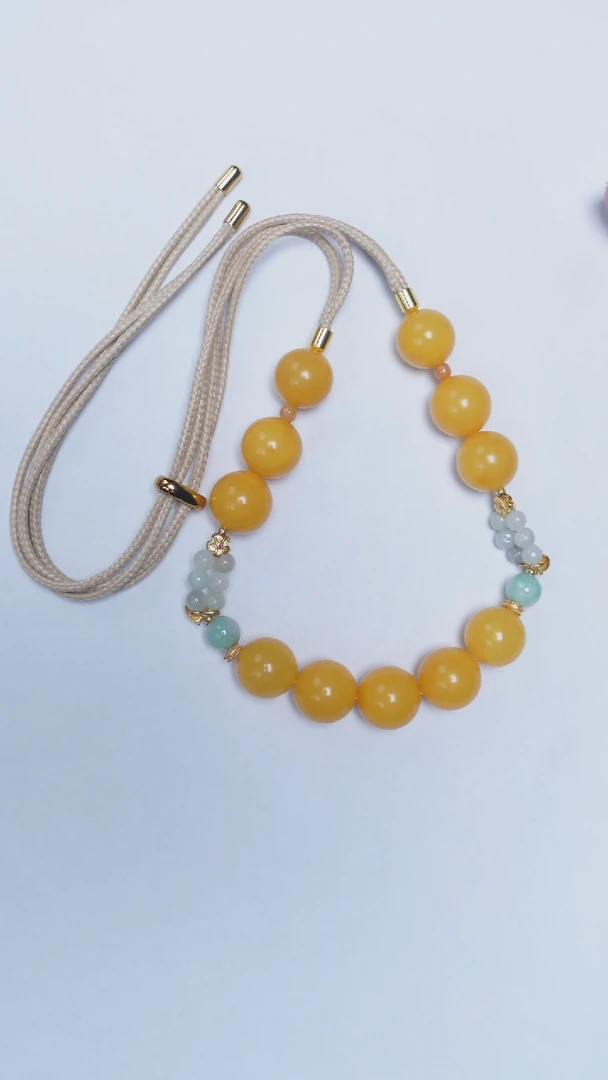 未镶嵌颈饰琥珀焦皮圆珠项链