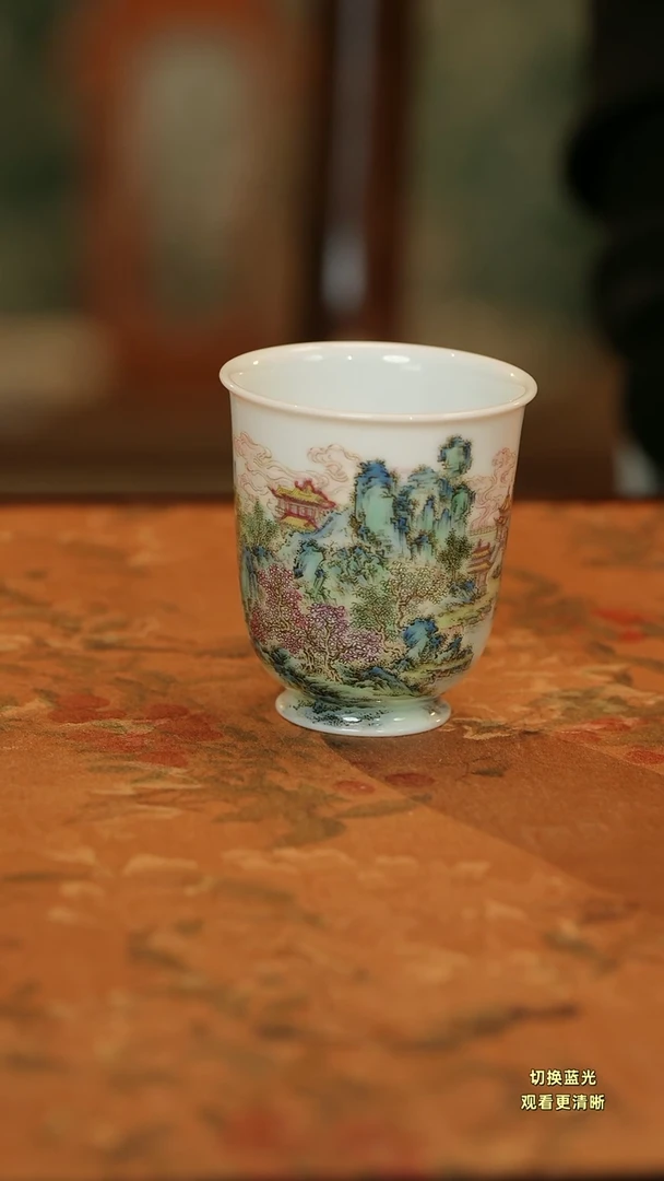 风*者手绘粉彩丹台春晓主人杯