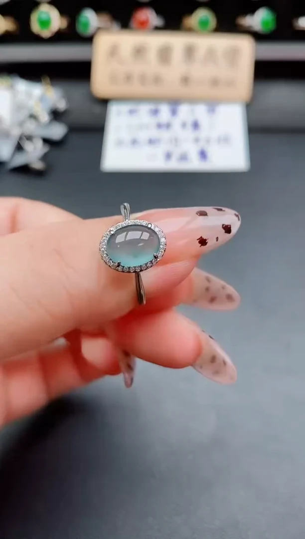 银S925镶嵌戒指翡翠1