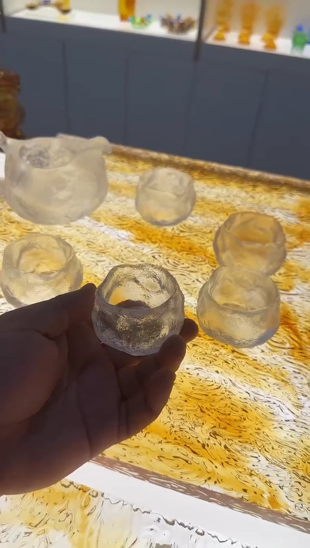 手工艺品琉璃 冰裂纹口杯