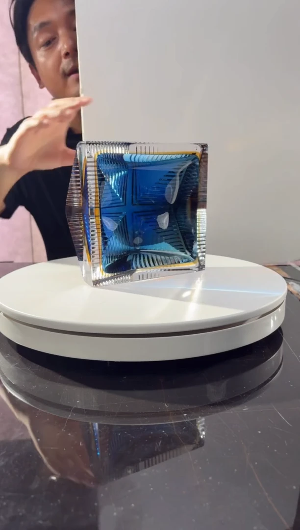 摆件CS0101004宝石蓝金色阶梯果碗摆件