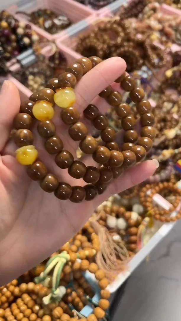 手串蜜蜡未镶嵌库克老型手串10*11mm搭配蜜蜡柿子