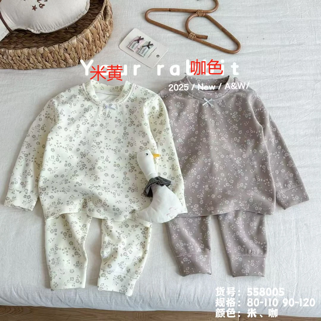 兔-【碎花558005】羊毛蚕丝德绒家居服套装