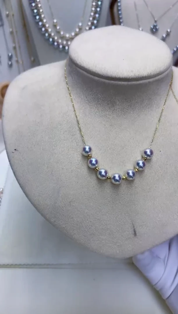 【闪购商品】海水珍珠饰品18K金镶嵌7-7.5满天星项链