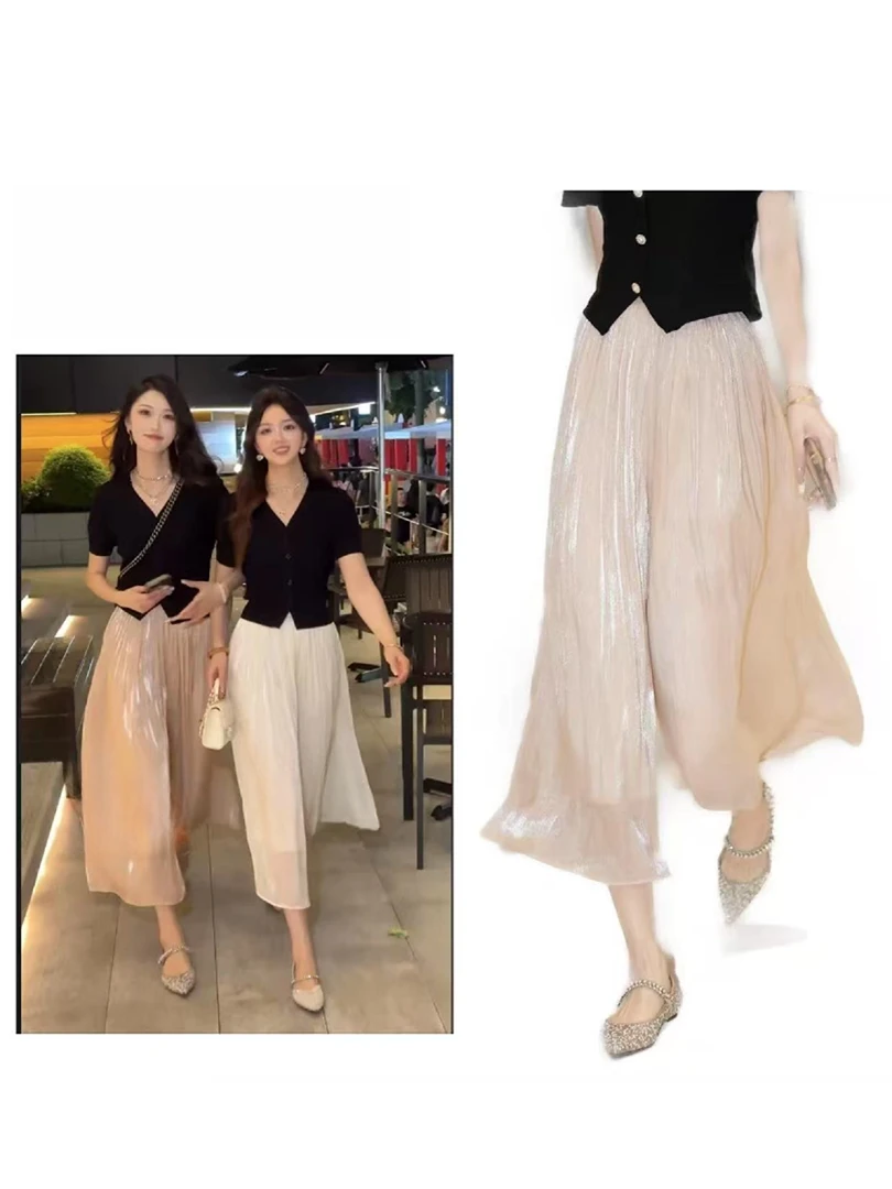 【不透不静电】琉璃冰丝垂感阔腿裙裤女新爆款2025高级感半身裙2110