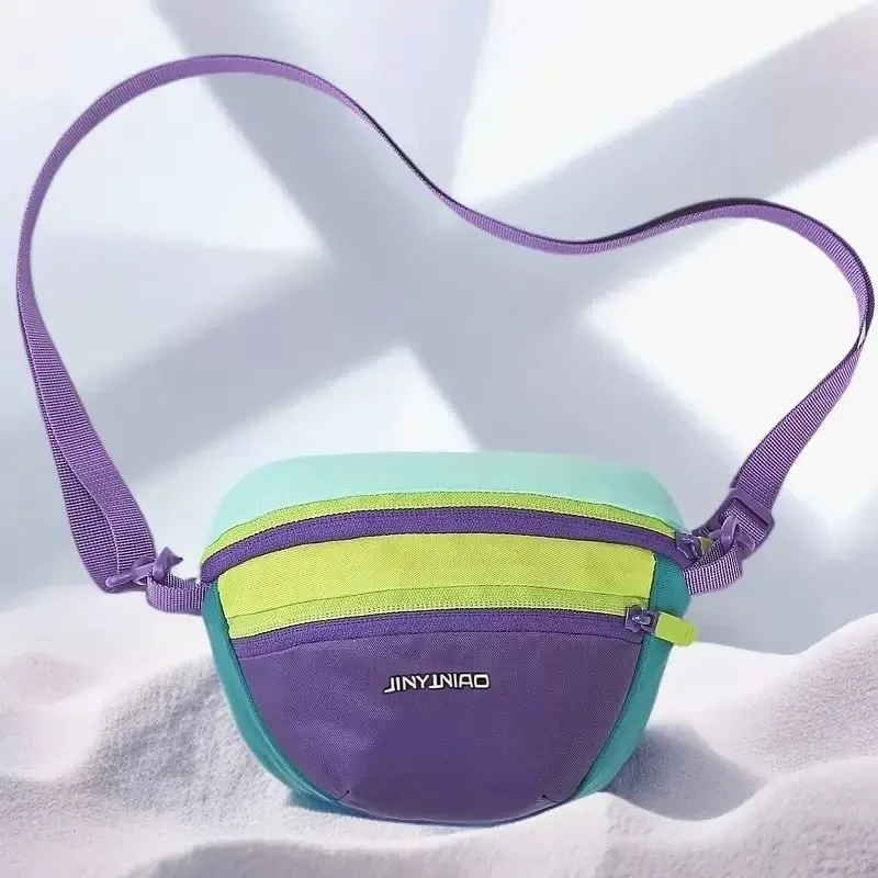 时尚多巴胺撞色防泼水尼龙斜挎包运动户外防水休闲女士拼色斜跨TL