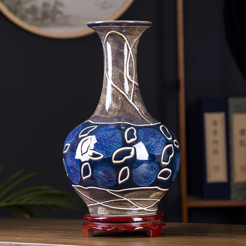 景德镇窑变陶瓷器花瓶客厅书房玄关酒柜书电视餐桌水样富贵竹摆件