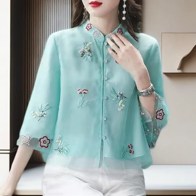 【雅岚女装】时尚洋气显瘦唐装女上衣夏复古风汉服民国风女装文艺