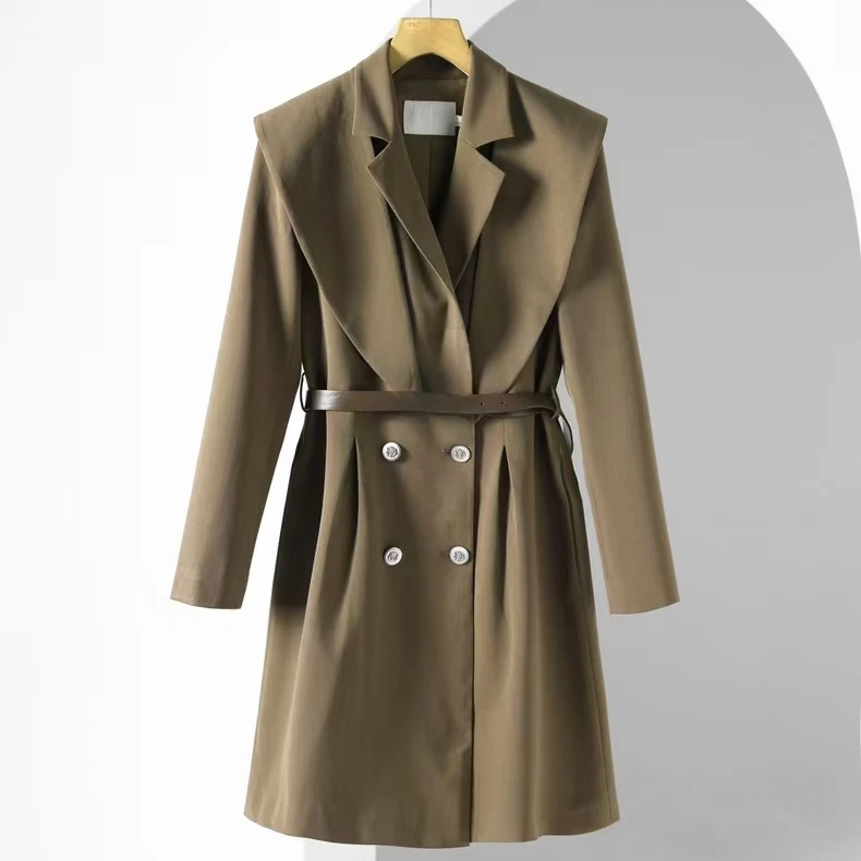 春秋中长款风衣外套2540# 衣长87