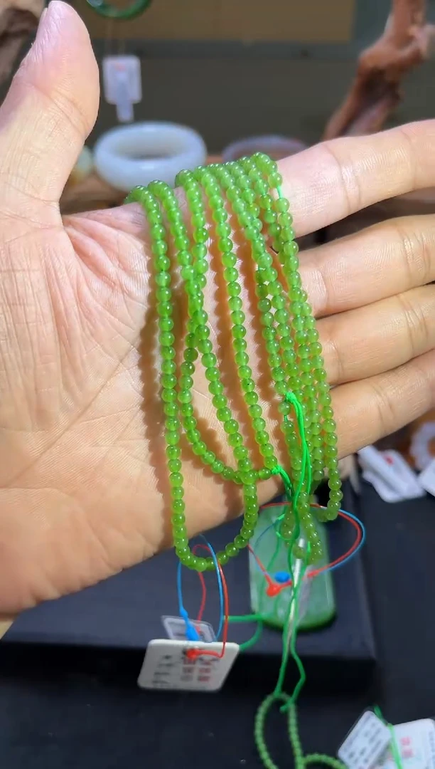 和田玉未镶嵌项链卡3+乌兰海苹果绿链珠 多样性发一