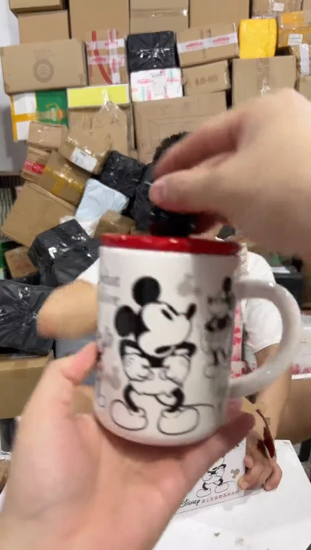 瓷片原盒米奇手稿带盖杯