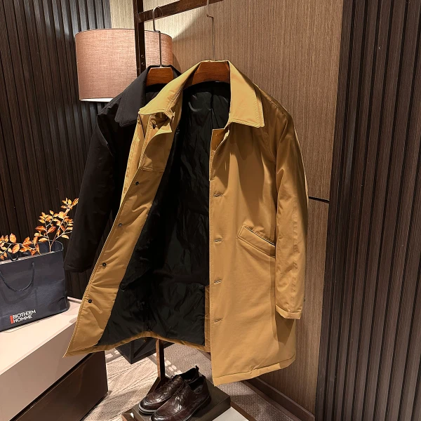 【意式美学  保暖防水】2025冬装新款男士高品质中长款风衣羽绒服