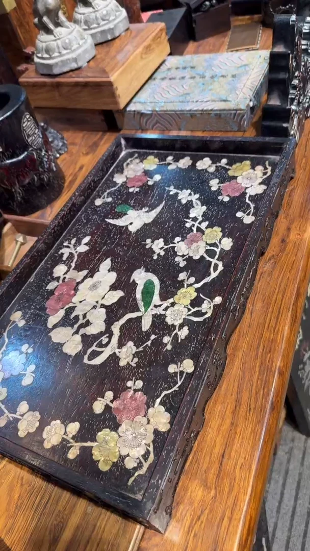 木紫檀螺钿大茶盘邵氏紫檀木艺