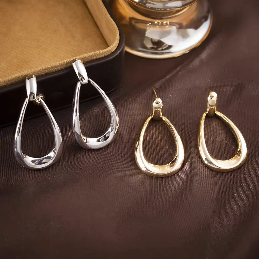 铜合金耳饰 复古水滴形耳环个性大气金属耳钉高级感几何耳饰