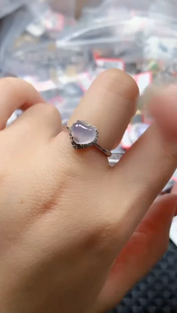 银S925镶嵌戒指翡翠天然A货缅甸翡翠