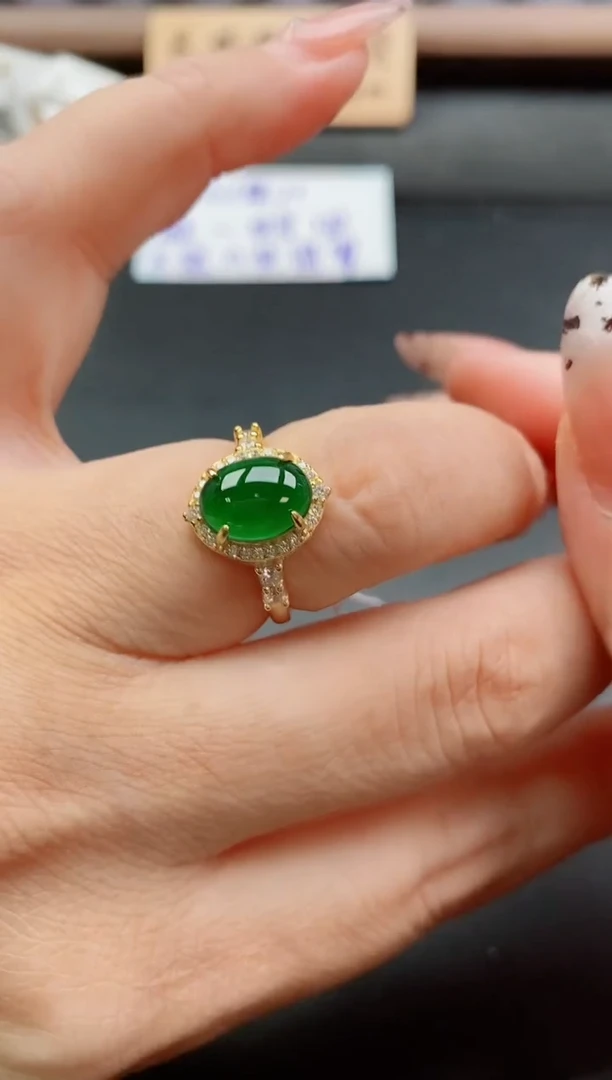 银S925镶嵌戒指翡翠1