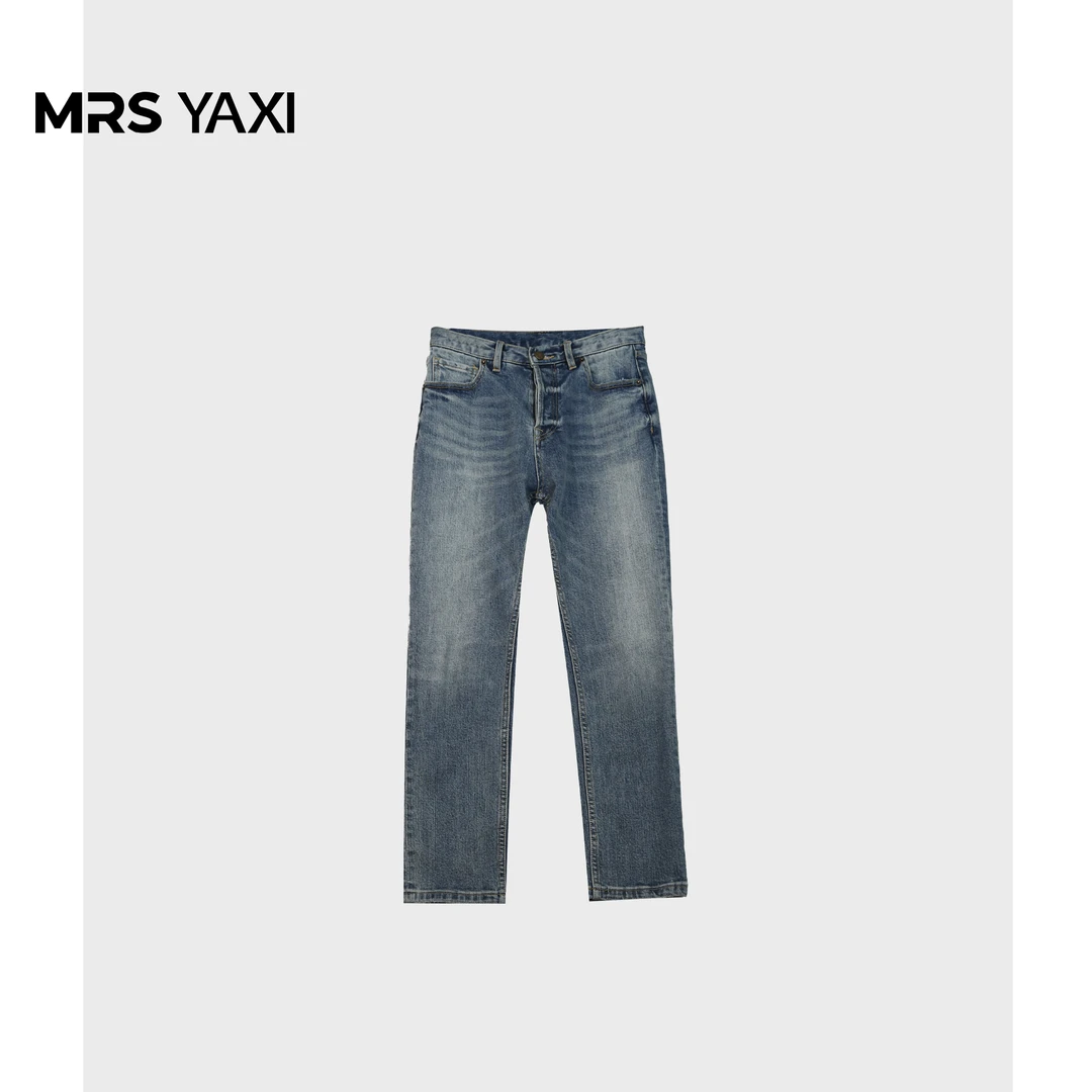 Mrsyaxi极简轻奢百搭阔腿直筒渐变牛仔裤女YX4123110