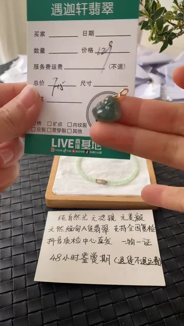 吊坠(不含链)银S925镶嵌翡翠F15