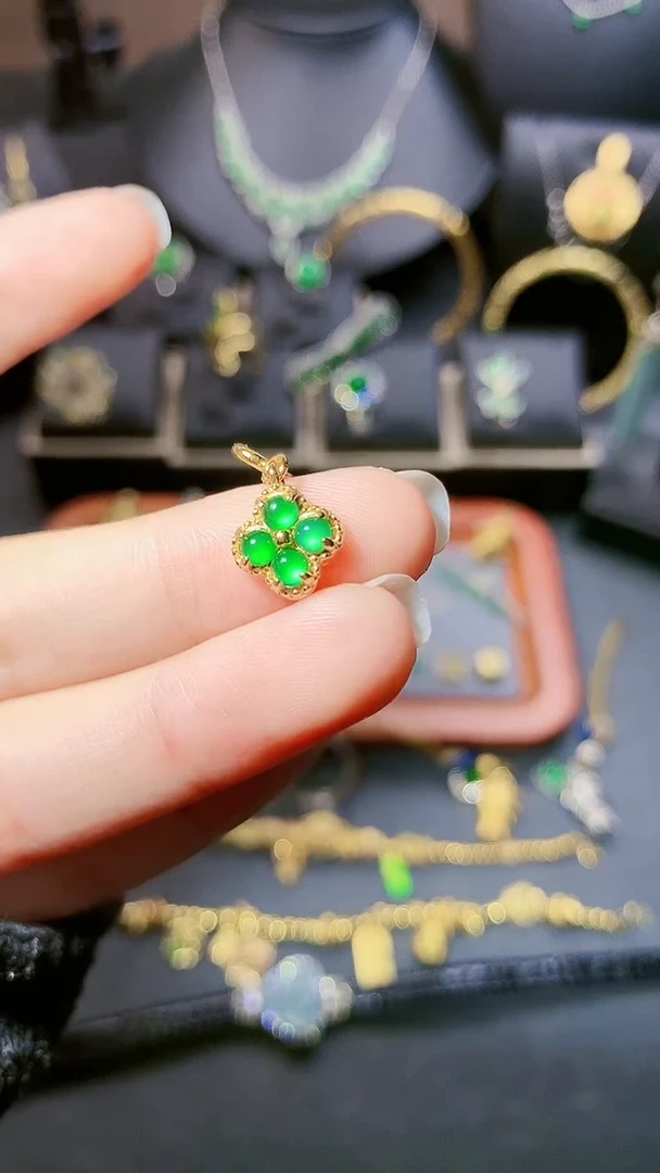 翡翠银S925镶嵌吊坠(不含链)小提留