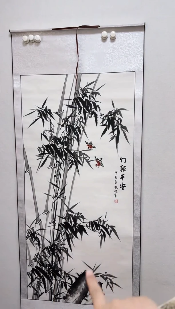 书法y刘敏艳老师8平尺竹子挂轴  画面随机发货