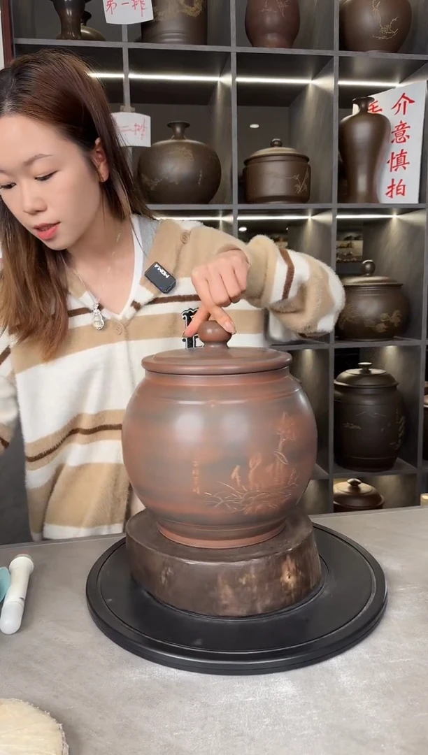 【闪购商品】罐本陶手作坭兴陶4斤装茶叶罐手工痕迹