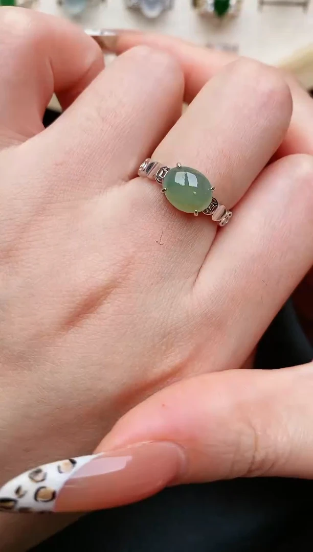 翡翠戒指银S925镶嵌...