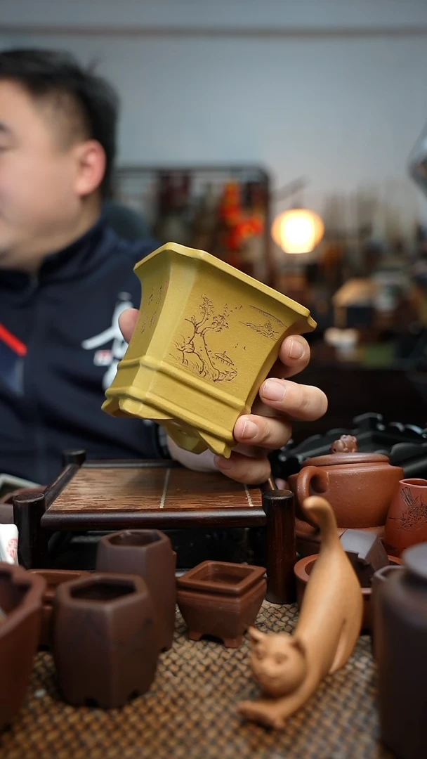 紫砂花盆隔****u長木軒精品紫砂