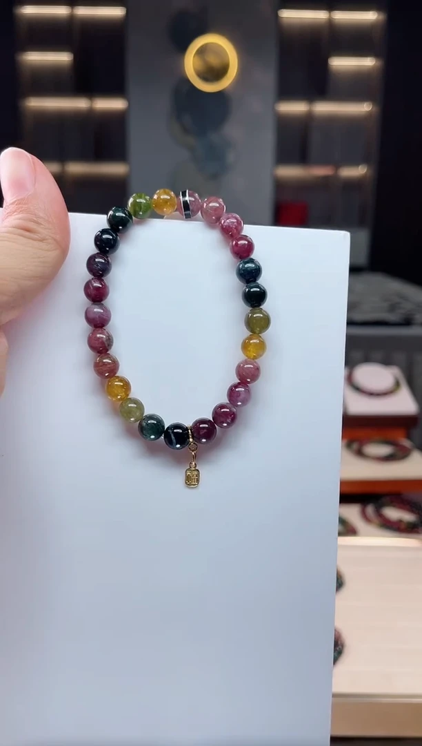 未镶嵌老矿碧玺单圈手串7mm+碧玺（多样性发一条）Q