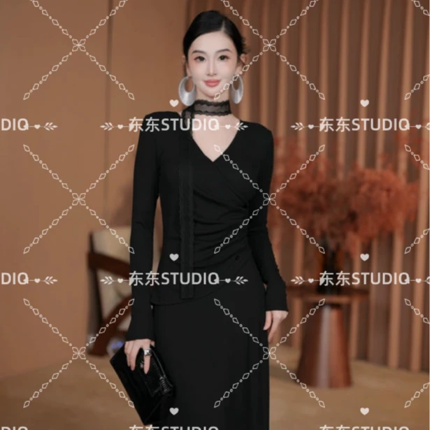 东东定制【极简生活】加绒加厚25年秋冬假两件时尚气质显瘦连衣裙