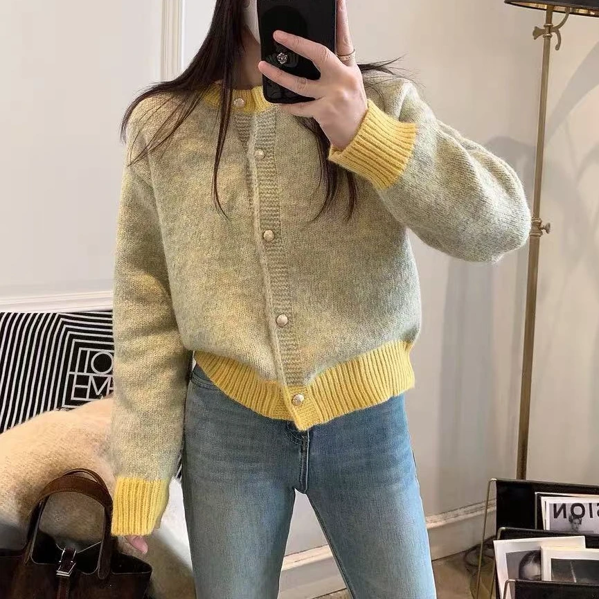 【奶油芝士黄小香风】奶fufu软糯休闲百搭针织外套开衫上衣9018