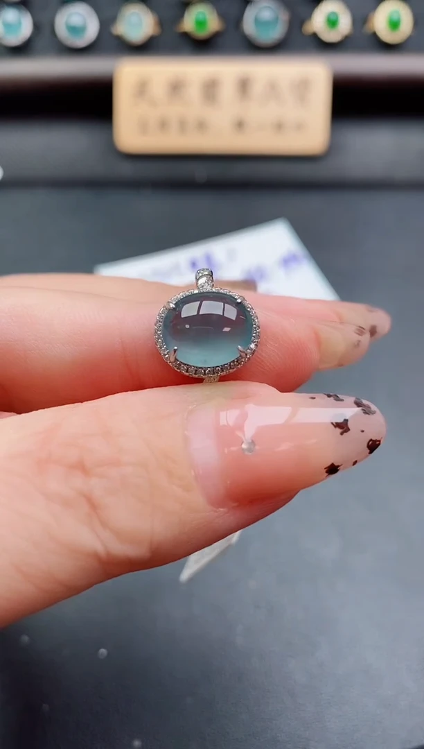 银S925镶嵌戒指翡翠1