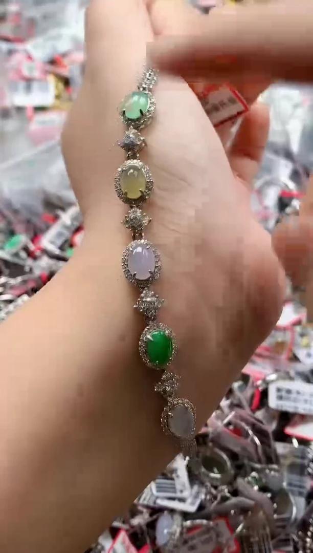 银S925镶嵌戒指翡翠天然A货缅甸翡翠