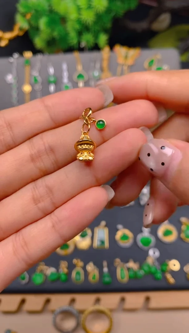 吊坠(不含链)银S925镶嵌翡翠配饰