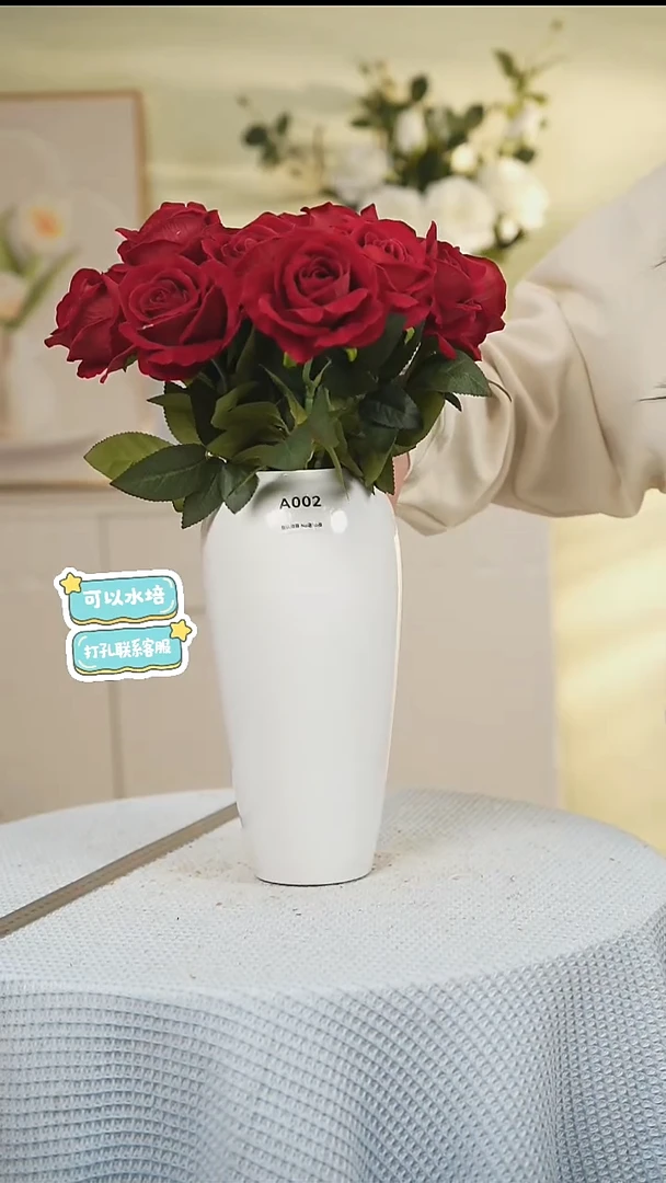 微瑕高款冰裂白景德镇高端陶瓷花瓶家居水培插花瓶