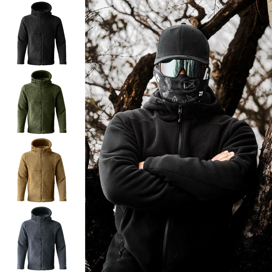 战术硬核抓绒衣！高端重磅秋冬男女情侣户外休闲连帽防风保暖外套