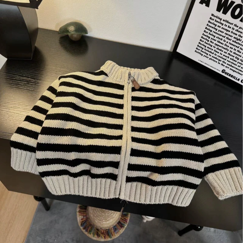 【反季特价】】麻花条纹开衫秋季新款儿童小男童韩版毛衣外套针织衫