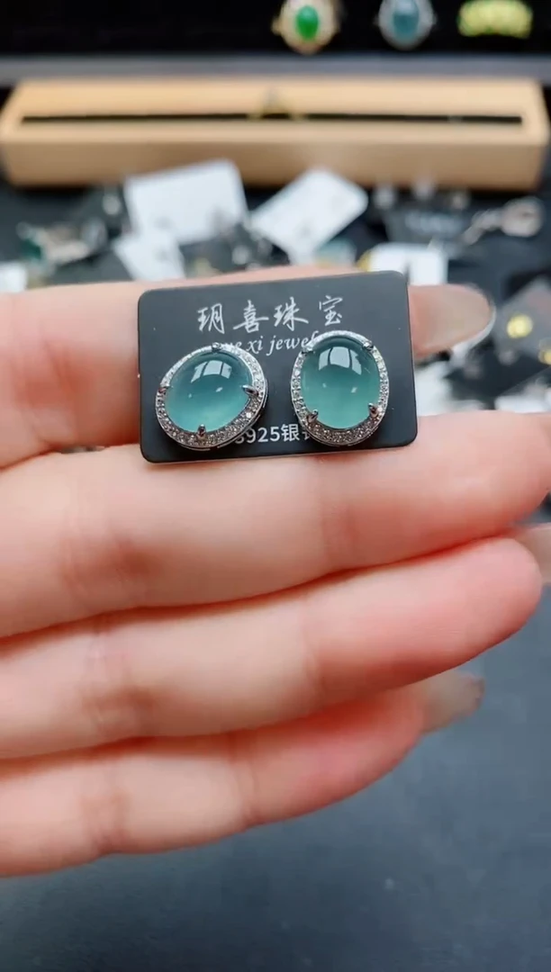 银S925镶嵌戒指翡翠1