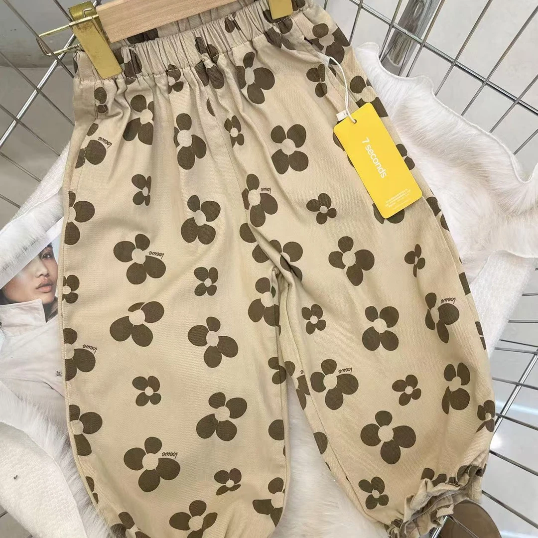 QM 2025春季儿童新款百搭可爱满印休闲裤 320034