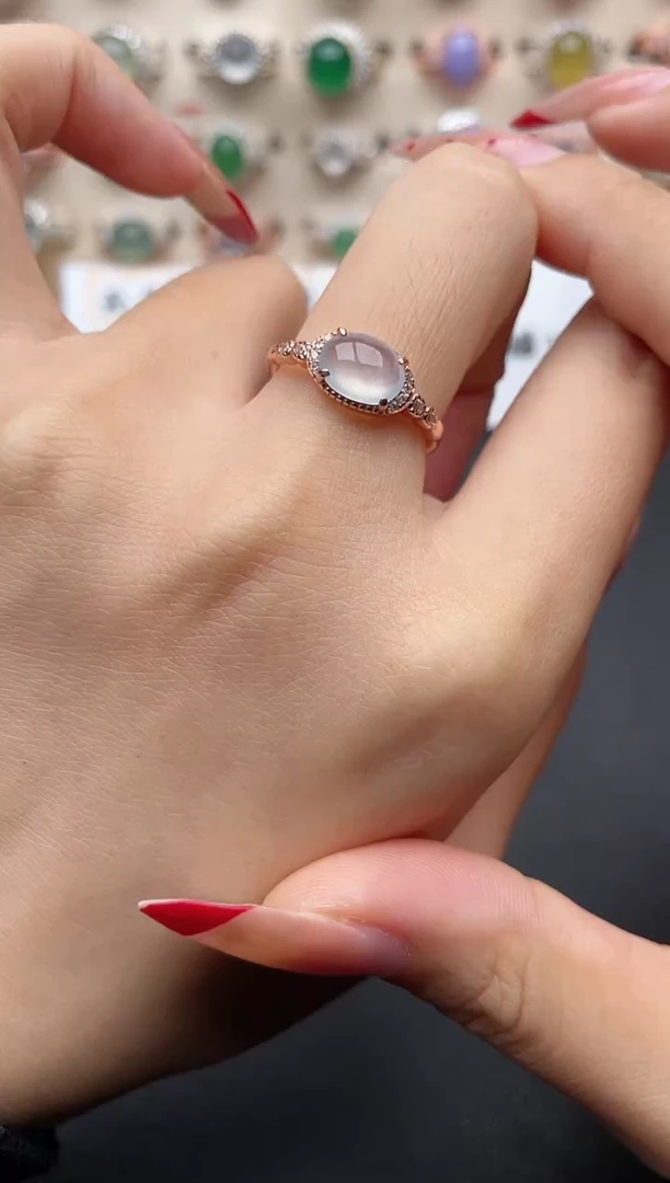 【闪购商品】翡翠戒指银S925镶嵌一物一证一礼盒