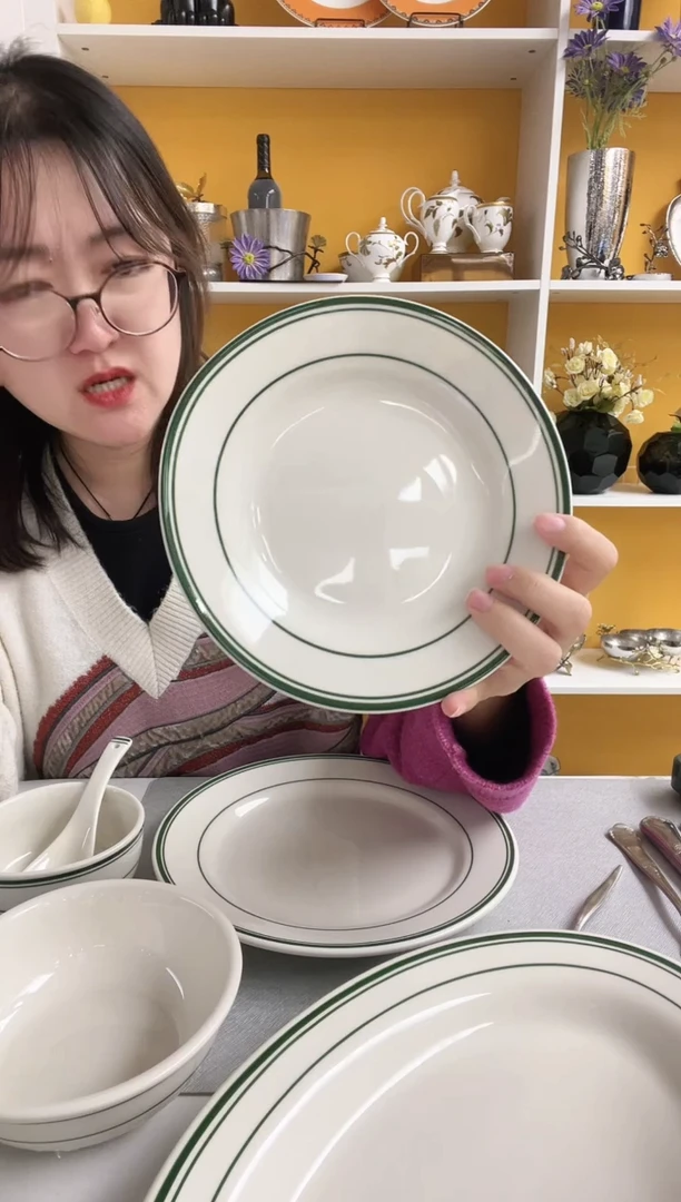 福利款 绿线条 甜品盘