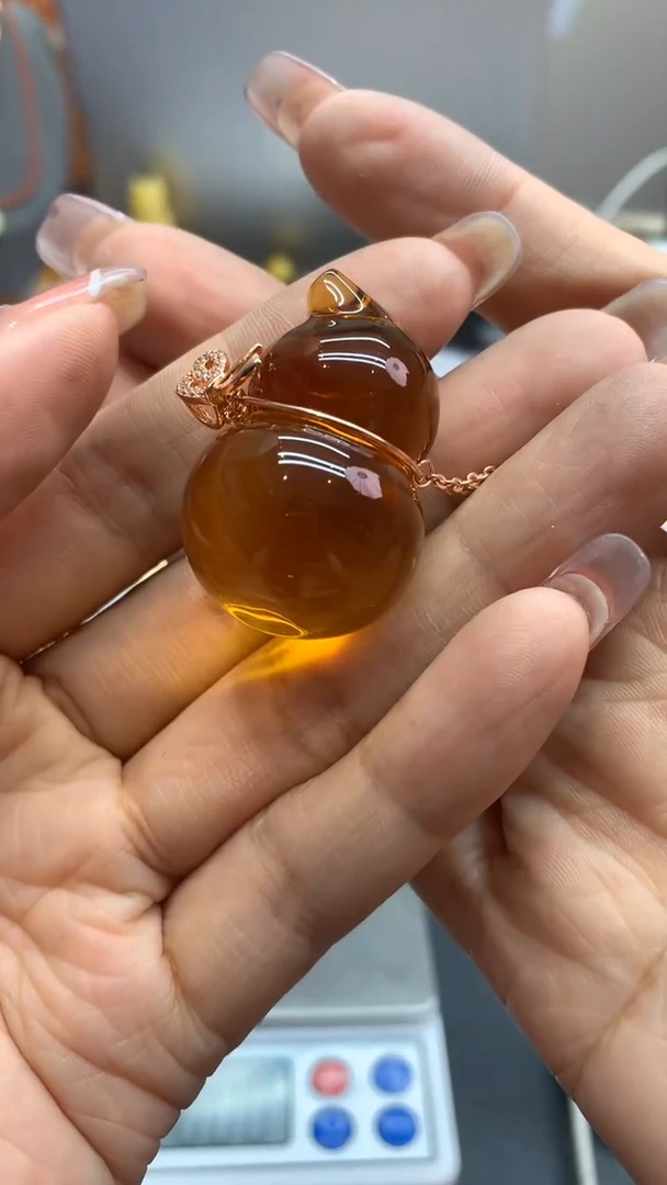 银S925镶嵌琥珀珠宝奇石2371