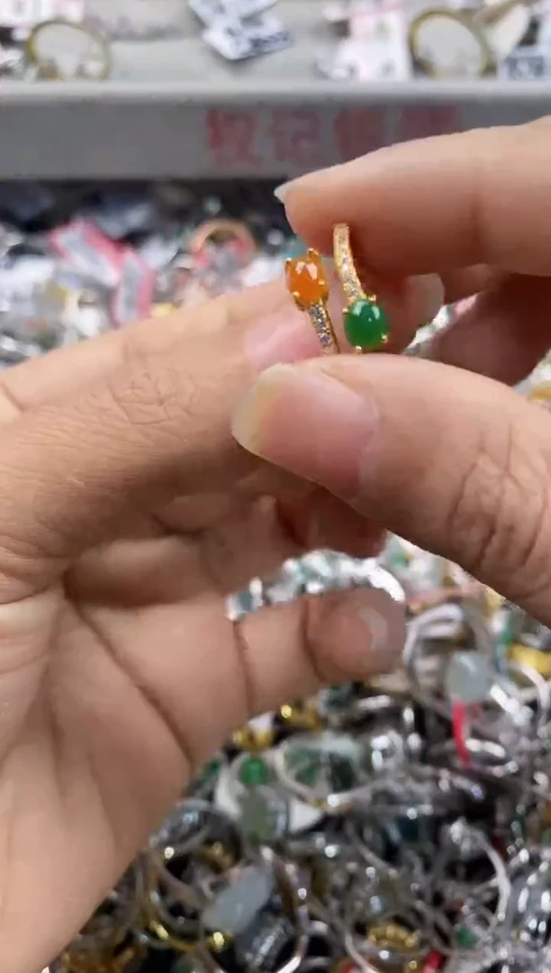 银S925镶嵌戒指翡翠888---3