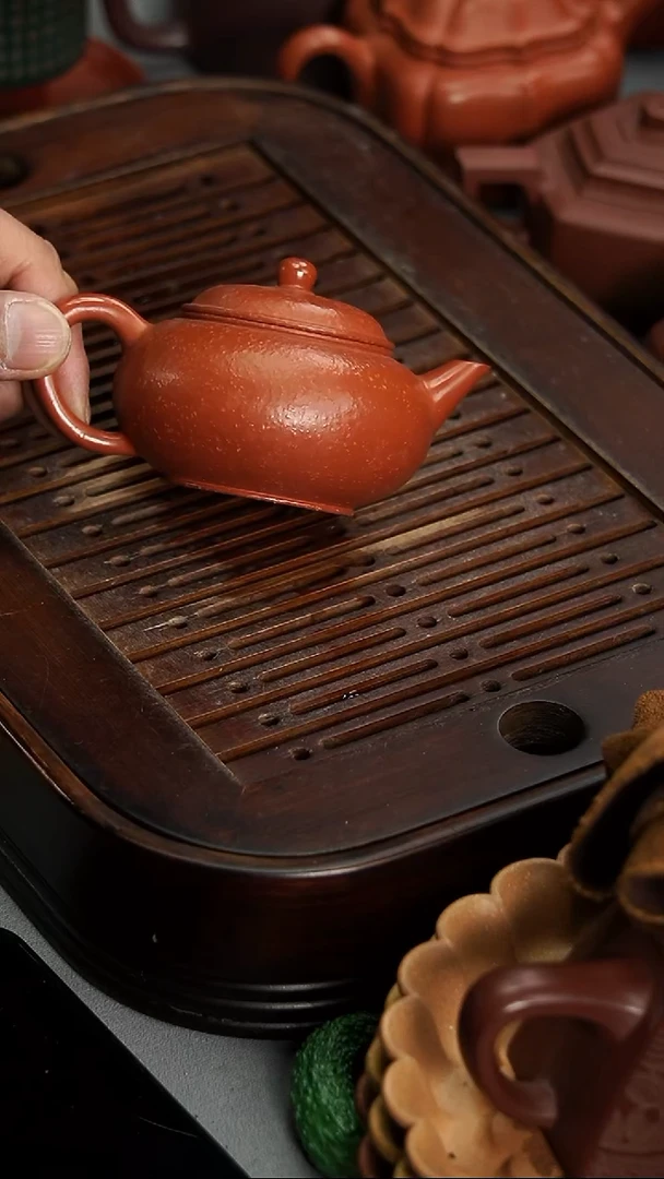 茶壶紫砂宜兴紫砂粗砂朱泥水平150毫升