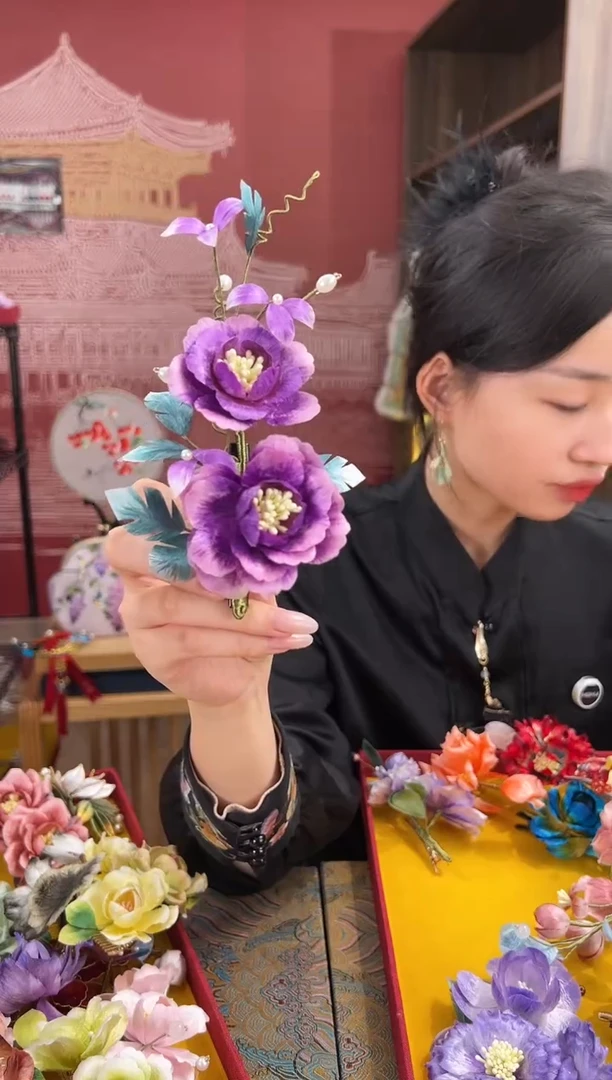 【闪购商品】刺绣非遗绒花（发饰）