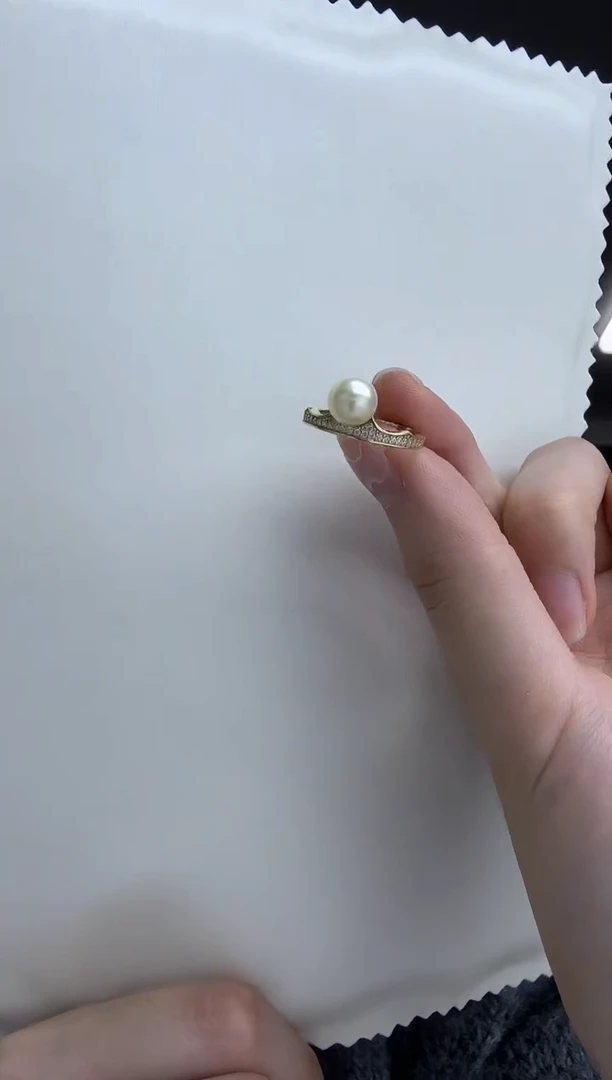 银S925镶嵌戒指海水珍珠G18