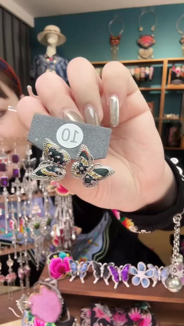 刺绣纯手工民族风刺绣耳钉