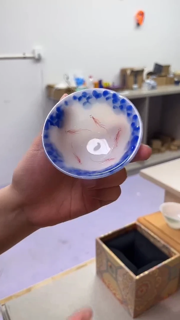 景德镇高温瓷五福临门茶碗